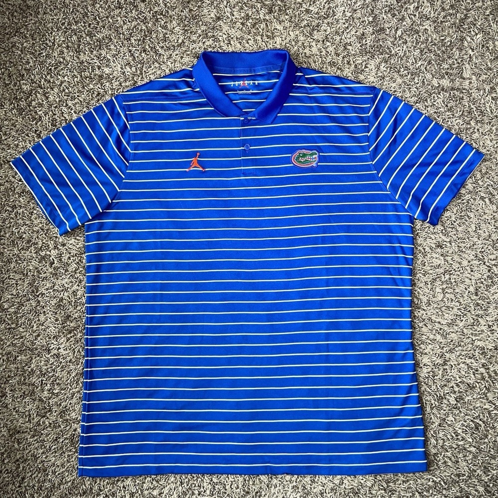 Florida Gators Air Jordan On Field Polo Men's Size 2XL Blue Striped DR0579-480